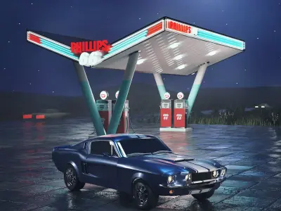 Fuel pump scene 3D model