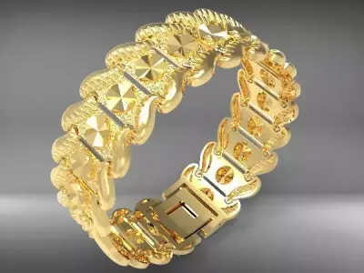 Braslet gold bracelet with intricate design 3D print model