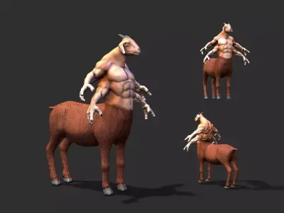 Warrior goat Low-poly 3D model