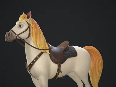 Stylized Cartoon Horse Low-poly 3D model