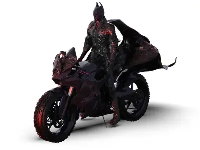 Batman with Bat Bike 3D model