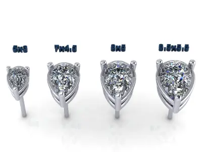 Pear Shape Stud Earring Tops - Various sizes 3D print model