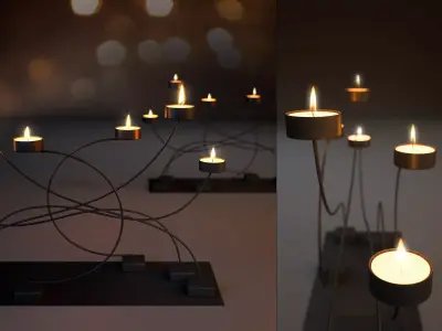 Tendrilabra candle holder with four candles 3D model