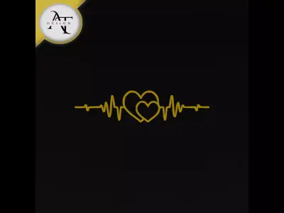 Heartbeat Symbol - 2D Art Free 3D print model 2