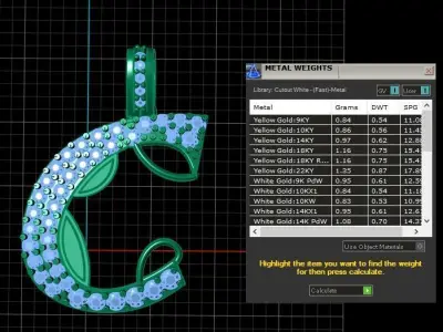 LUXURY ALPHABET C PENDANT 3D PRINTABLE MODEL 3D print model