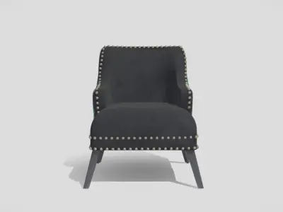 Contemporary armchair upholstered in black and stamped fabric 3D model