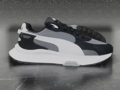 Puma 3D Shoes - White - Gray - Black Low-poly 3D model