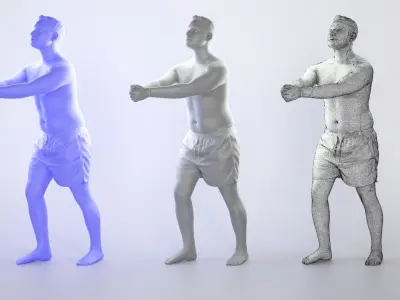 Man in shorts playing beach volleyball 331 Low-poly 3D model