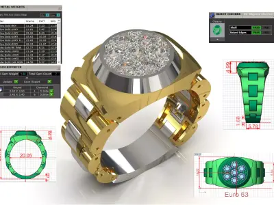 Men jewelry luxury STL 3DM rolex design model ror0065 3D print model