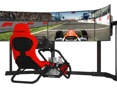 Playseat Trophy Red - Sim Racing Seat with 3 Monitors 3D model