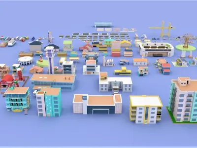 Low Poly City Pack Low-poly 3D model