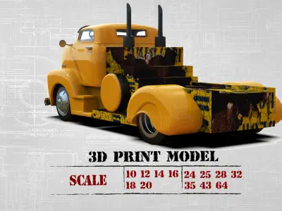 STL for 3Dprinting custom vintage older COE ratrod lowered truck 3D print model