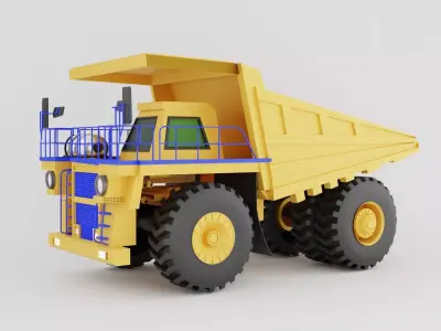 Mining large truck of yellow color  on white background Low-poly 3D model