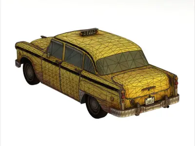 Old Taxi Cab 1980 Low-poly 3D model