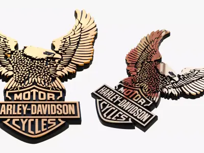 Harley Eagle Freedom Flight Motorcycle Badge 3D print model