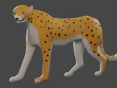 Low poly Cheetah Rigged 3D model Low-poly 3D model