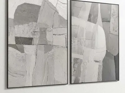 Plaster Two Photo Frame 172 Low-poly 3D model