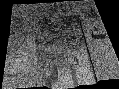 construction-site terrain trucks machinery pt5 dronescan Low-poly 3D model