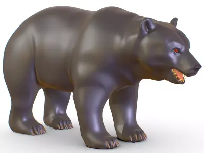 High Poly Monster Black Bear Grizzly 3D Model Low-poly 3D model