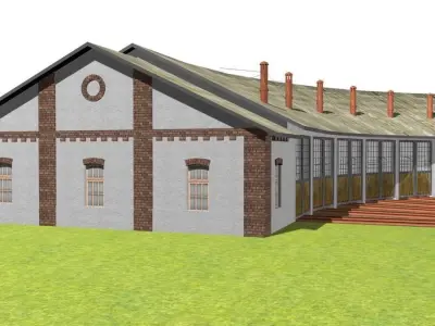 Yard for steam locomotives Low-poly 3D model