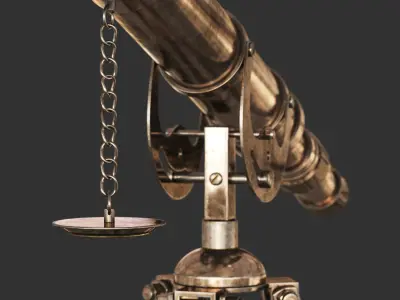 Vintage Antique Tripod Telescope 3D model