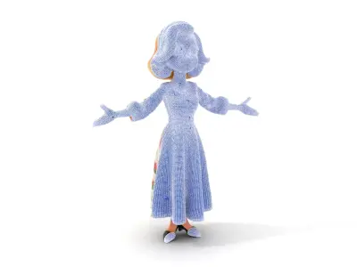 Animated D Character Model  Flower Dress Woman Rigged and Ani... Low-poly 3D model