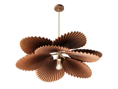 Brown Pleated Flower Palm Leaf Pendant Light 3D model