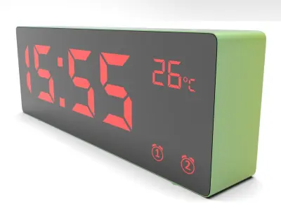 CLOCK BLUEGREEN RED Low-poly 3D model