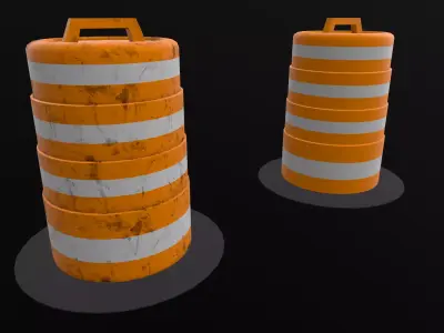Traffic Drum  Free low-poly 3D model