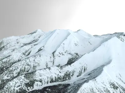 Snow Covered Mountain Range in Northern Montana Free 3D model