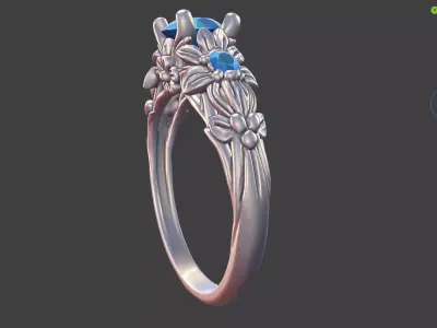 NARROW DAISY TWO-STONE PRONG ENGAGEMENT RING 3D print model