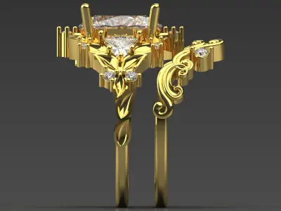 STL 3DM bride wedding ring model wr0108 3D print model