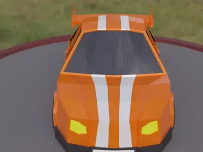 Car Lowpoly orange toy on table 3D print model