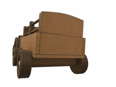 Wooden tractor and trailer toy 1 Free 3D model