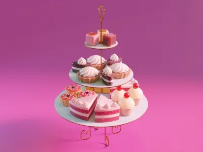 High Tea Cake Collection 3D model