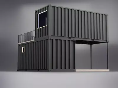 Modern Two Story Container House  Blender Twinmotion Low-poly 3D model