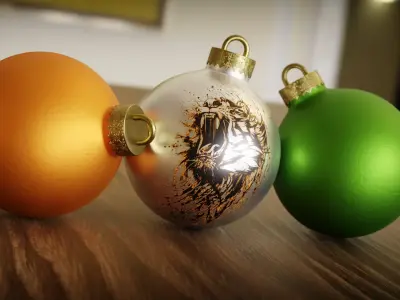 New Year and Christmas Decorations Low-poly 3D model