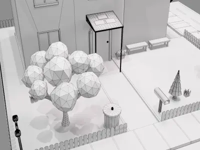 Cartoon House Free low-poly 3D model get