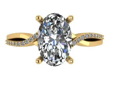 oval criss cross shank solitaire  3D print model