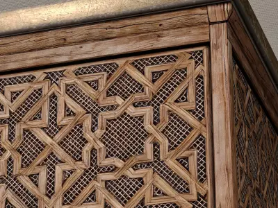Wood Arabic Oriental Nightstand bedside Arabesque Table Lamp 3D model