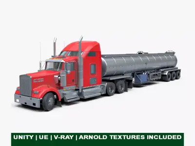 Generic Heavy Truck 02 Food Tank Trailer Low-poly 3D model