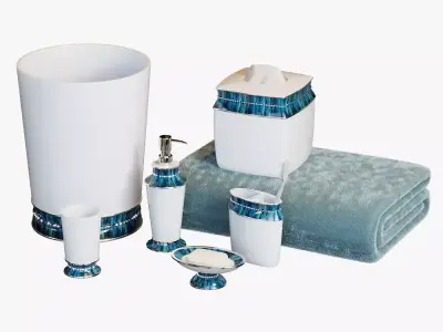Chic Aqua Trim Bath Accessories 3D model