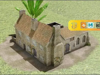 Small Beautiful Hut Low Poly 3D Model Low-poly 3D model