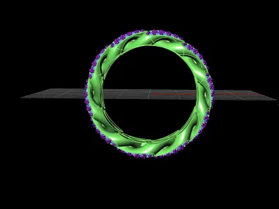 Cuban Link Ring with Double Line of Stones - Size 7 3D print model