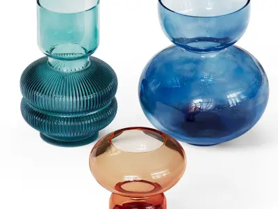 Set of colored glass vases 3D model