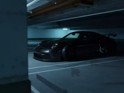 Cinematic Car Parking Lot 3D Blender File Textured 3D model