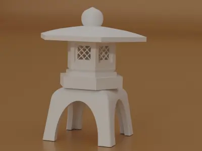 Japanese Stone Lantern Low-poly 3D model