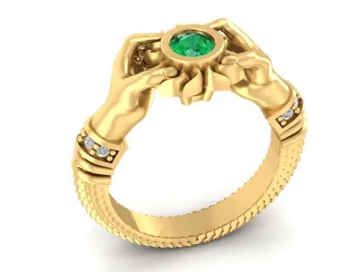 Chinese Dragon Emerald Ring Men Jewelry  2202 3D print model