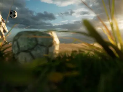 Football animation scene Low-poly 3D model