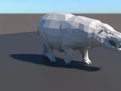 lowpoly hipopotamus polygonal pig 3D model